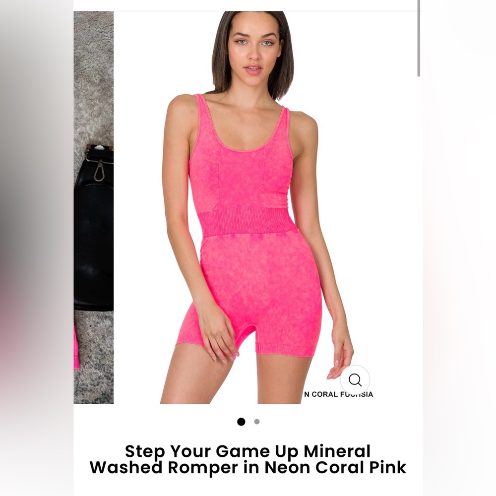 NWOT Zenana Outfitters Neon Pink/coral Romper